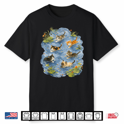 Swimming Cats In Pond Animal Nature Wildlife Shirt