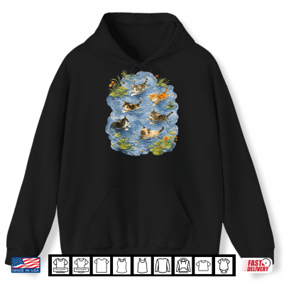 Hoodie Swimming Cats In Pond Animal Nature Wildlife Shirt 1