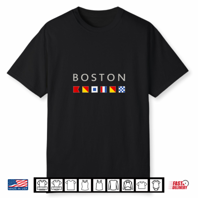 Boston Souvenir Sailing Nautical Flag Letters Shirt