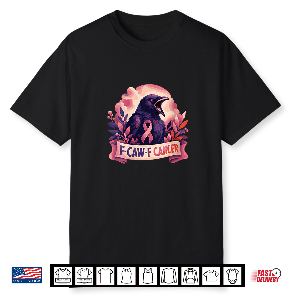 F Caw F Breast Cancer Awareness Crow Raven Meme Shirt