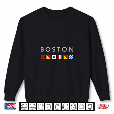 Sweatshirt Boston Souvenir Sailing Nautical Flag Letters Shirt