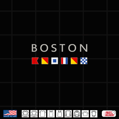 Design Boston Souvenir Sailing Nautical Flag Letters Shirt