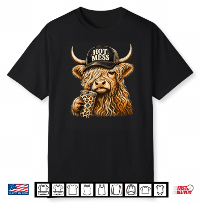 Hot Mess Cow Cute Coffee Shirt