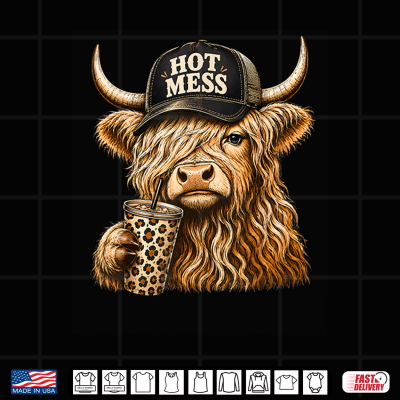 Design Hot Mess Cow Cute Coffee Shirt