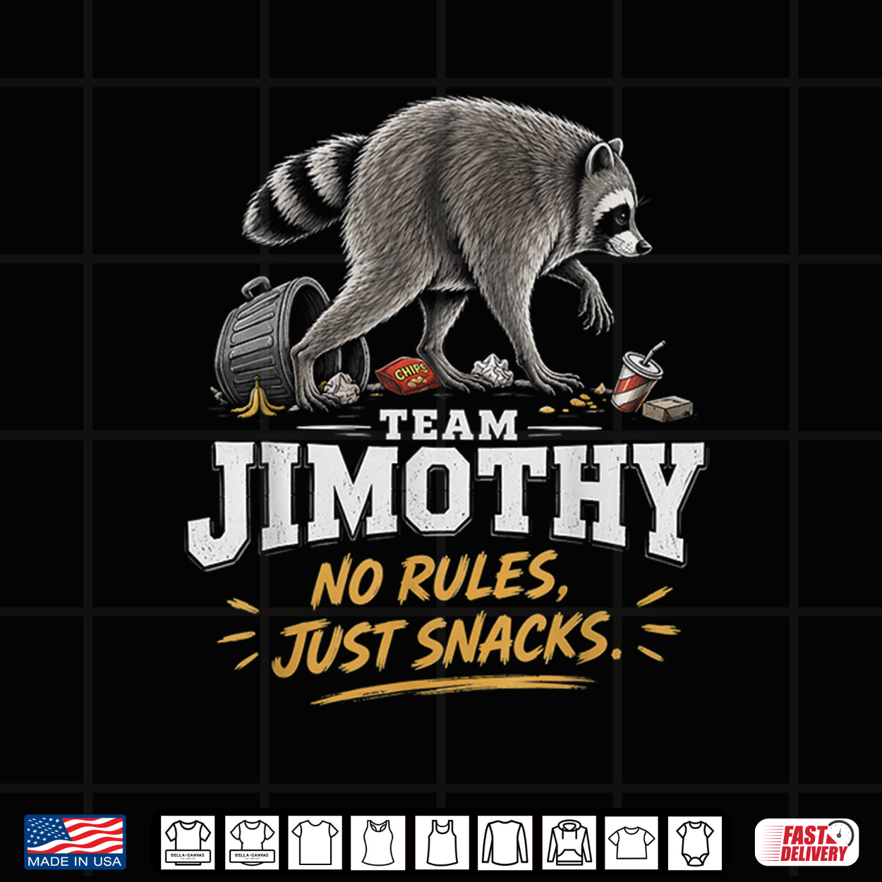 Jimothy No Rules Just Snacks Raccoon Vintage Shirt