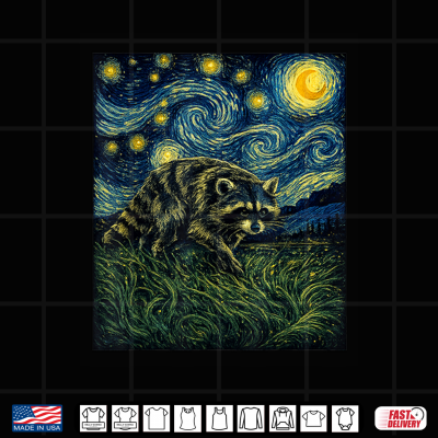 Design Jimothy Van Gogh Starry Night Raccoon Shirt