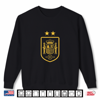 Sweatshirt Officially Licensed Spain National Soccer Team Crest 2 Star Shirt