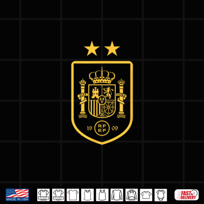 Design Officially Licensed Spain National Soccer Team Crest 2 Star Shirt