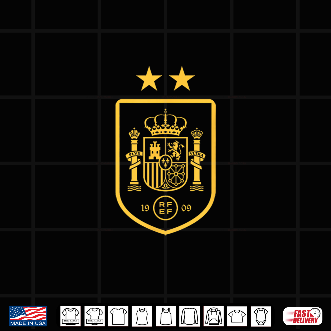 Officially Licensed Spain National Soccer Team Crest 2 Star Shirt