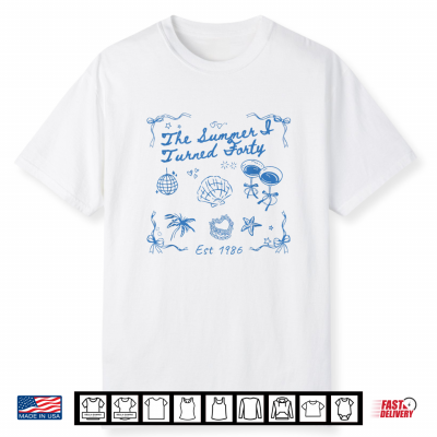 Summer I Turned Forty 40Th Birthday Seashell Coastal Beach Shirt