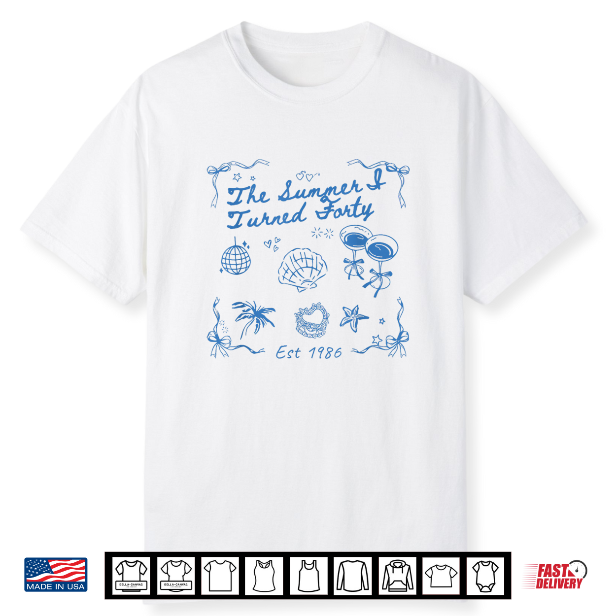 Summer I Turned Forty 40Th Birthday Seashell Coastal Beach Shirt