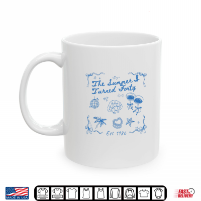 Mug Summer I Turned Forty 40th Birthday Seashell Coastal Beach Shirt