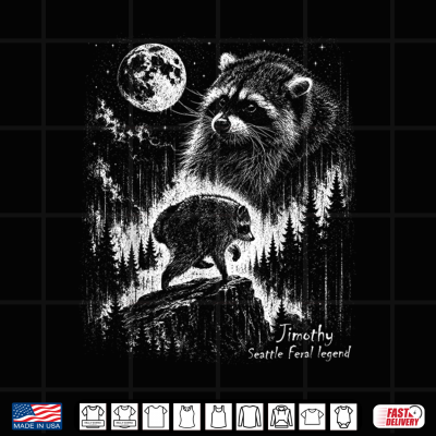 Vintage Jimothy Raccoon Seattle Feral Legend Retro Moon Shirt 4 Design Vintage Jimothy Raccoon Seattle Feral Legend Retro Moon Shirt