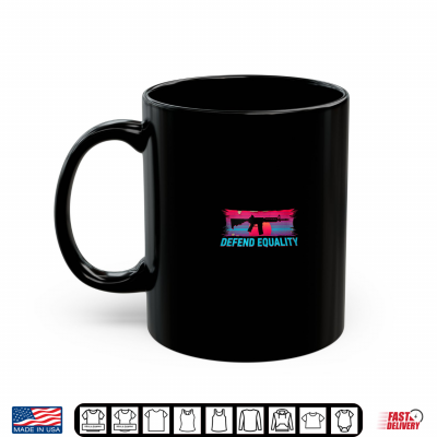 Mug Defend Equality Rifle Retro Synthwave Sunset LGBTQ Shirt