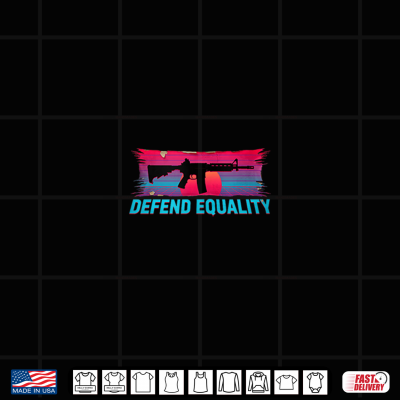 Design Defend Equality Rifle Retro Synthwave Sunset LGBTQ Shirt