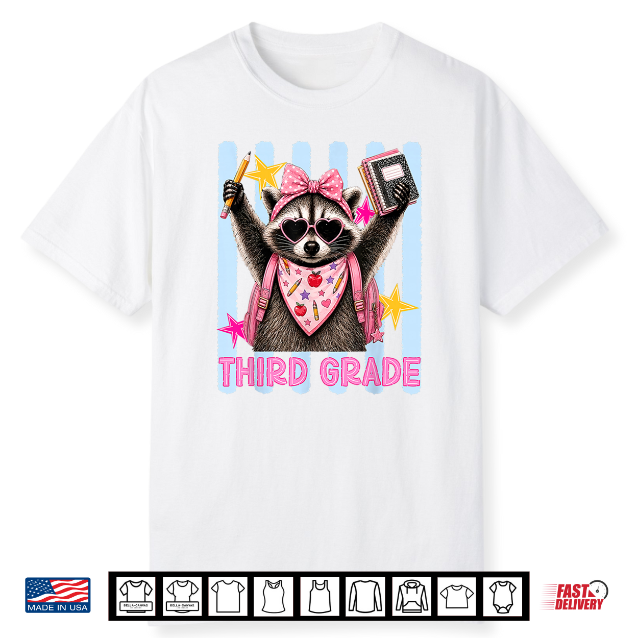 Funny Raccoon Third Grade First Day Of Back To School Kids Shirt