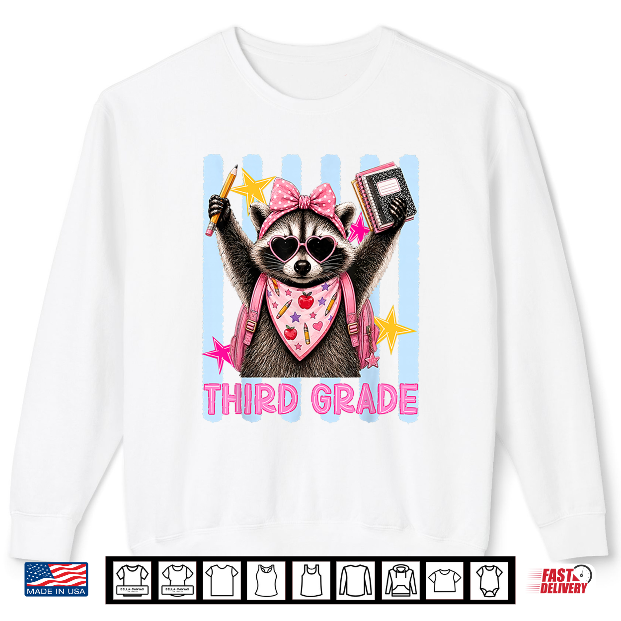 Funny Raccoon Third Grade First Day Of Back To School Kids Shirt