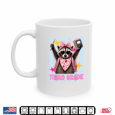 Mug Funny Raccoon Third Grade First Day of Back to School Kids Shirt