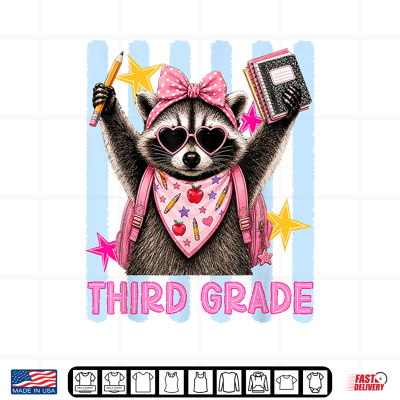 Design Funny Raccoon Third Grade First Day of Back to School Kids Shirt