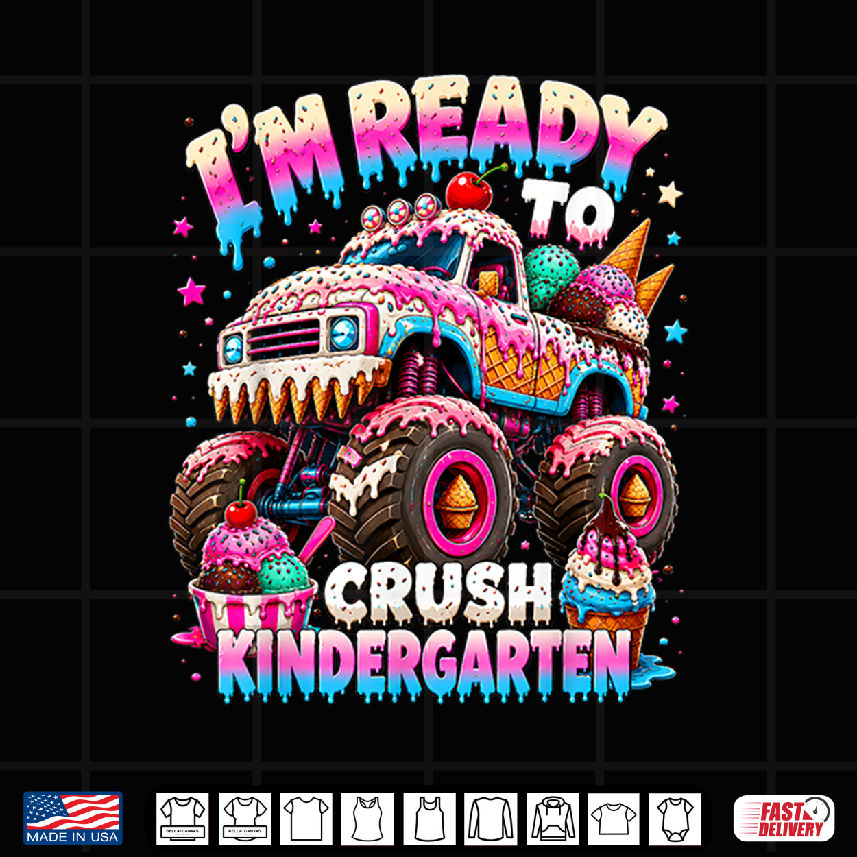I’M Ready To Crush Kindergarten Ice Cream Monster Truck Shirt I’M Ready To Crush Kindergarten Ice Cream Monster Truck Shirt