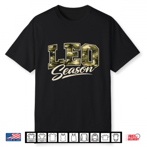 Leo Season Camo Coquette Bow Birthday Zodiac Design Shirt