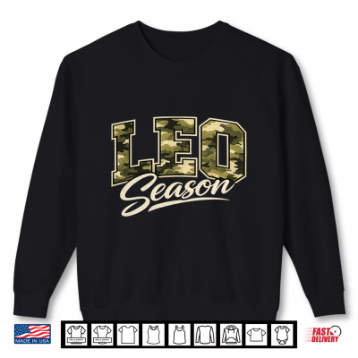 Sweatshirt Leo Season Camo Coquette Bow Birthday Zodiac Design Shirt