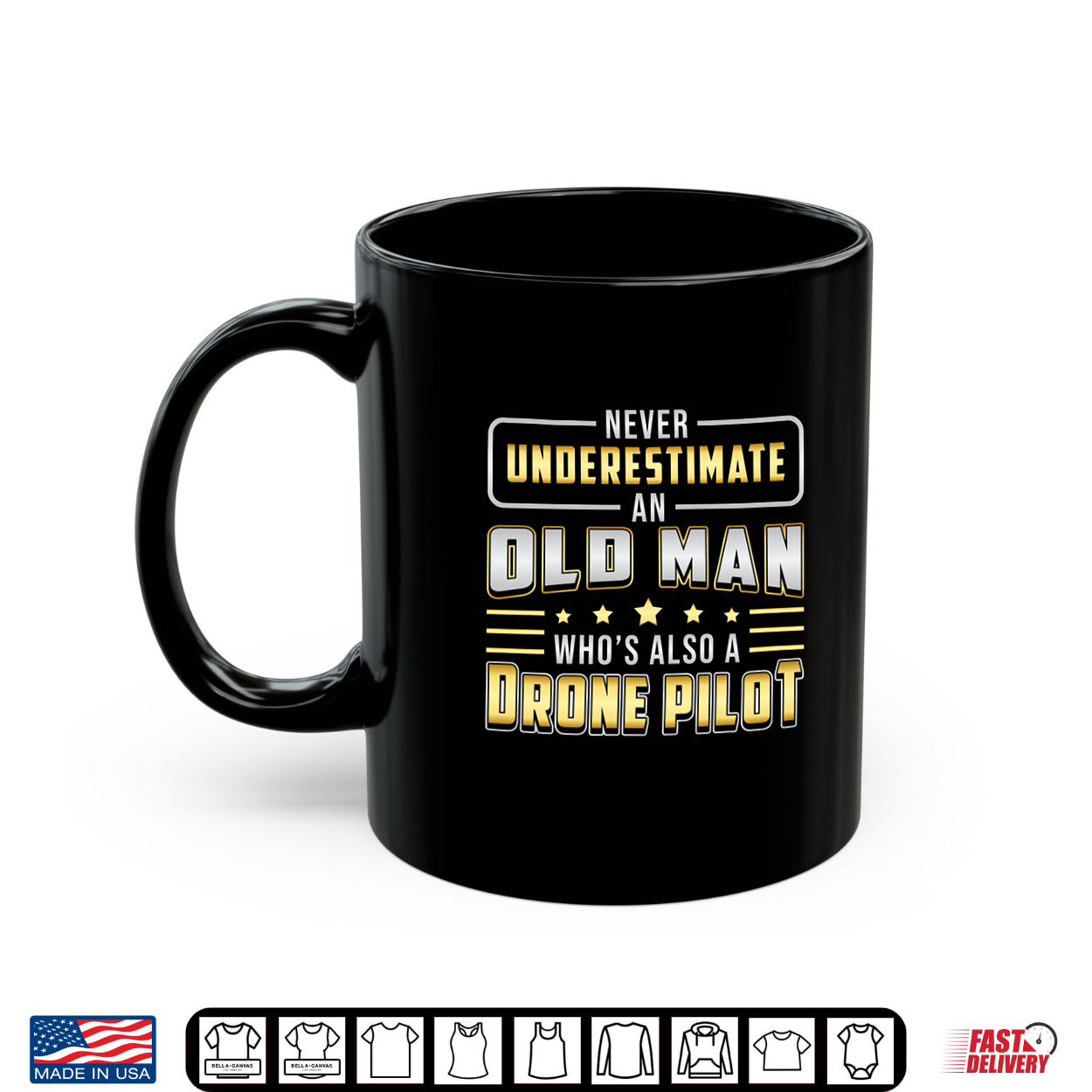 Mens Never Underestimate An Old Man Quadcopter Drones Drone Pilot Performance Shirt