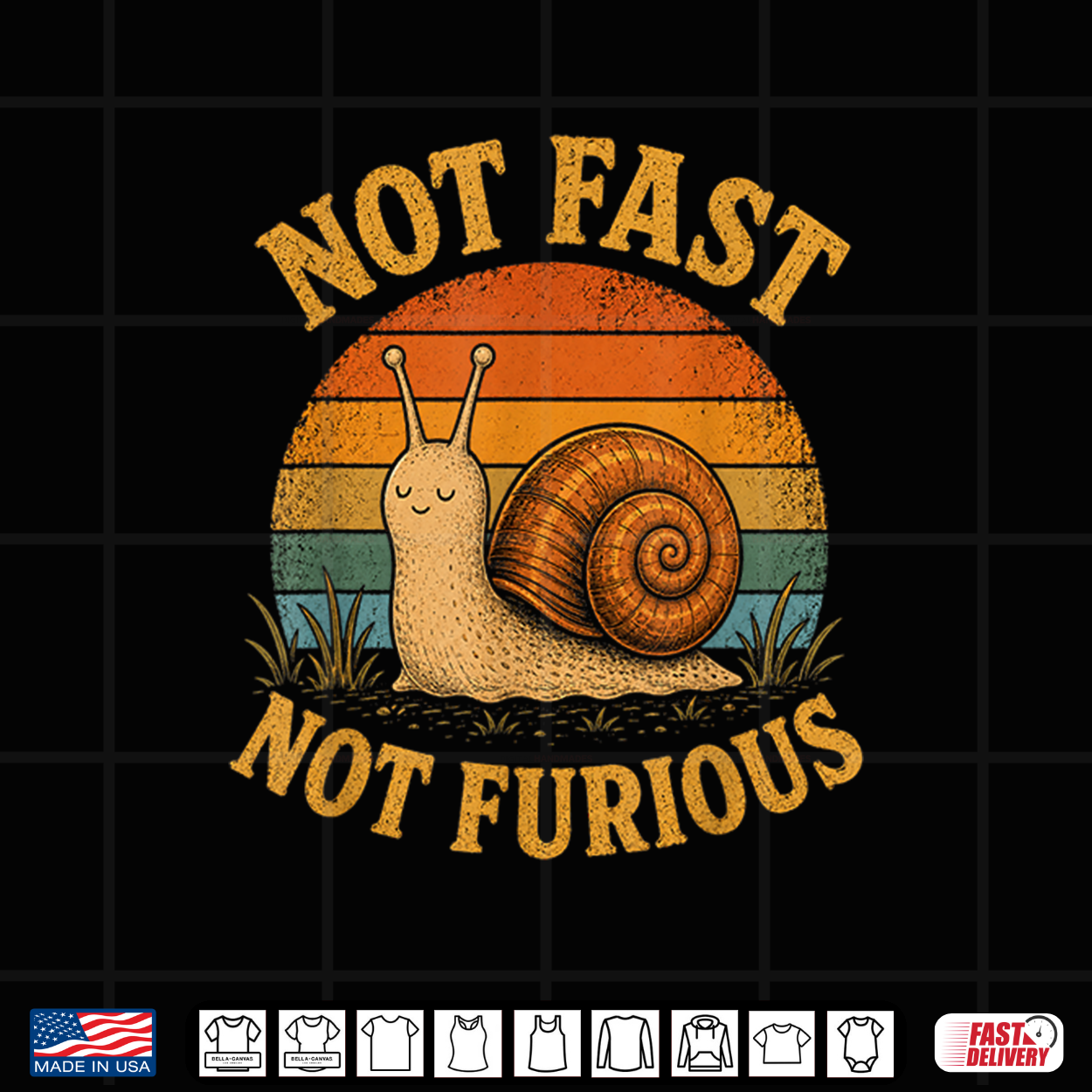 Not Fast Not Furious Funny Snail Pace Retro Sunset Shirt Not Fast Not Furious Funny Snail Pace Retro Sunset Shirt