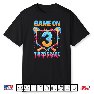 Game On 3Rd Grade Back To School Baseball Drip Ice Cream Shirt
