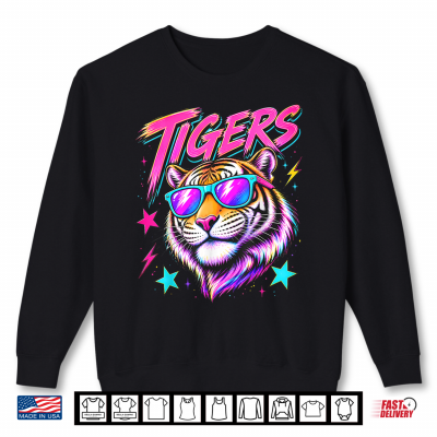Sweatshirt Tigers Spirit 80s Synthwave Neon Mascot Shirt