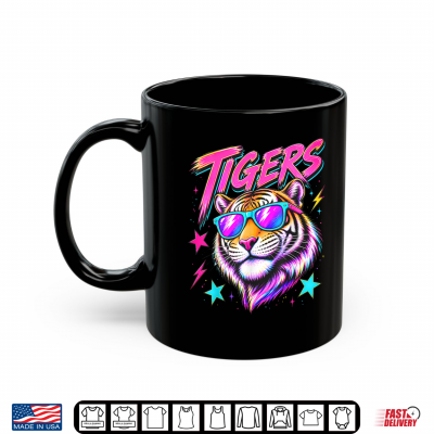 Mug Tigers Spirit 80s Synthwave Neon Mascot Shirt