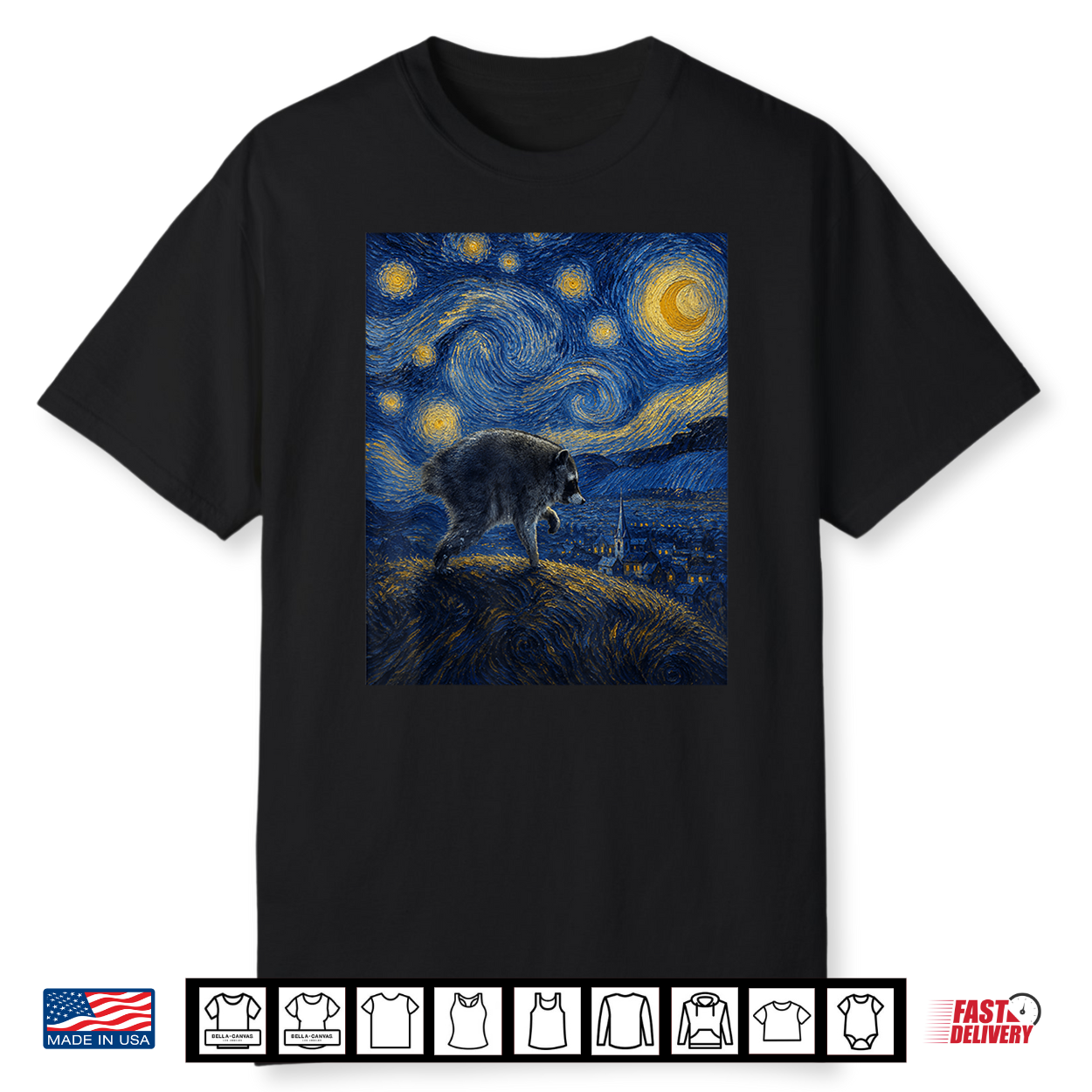 Jimothy Raccoon Starry Night Van Gogh Art Seattle Meme Shirt