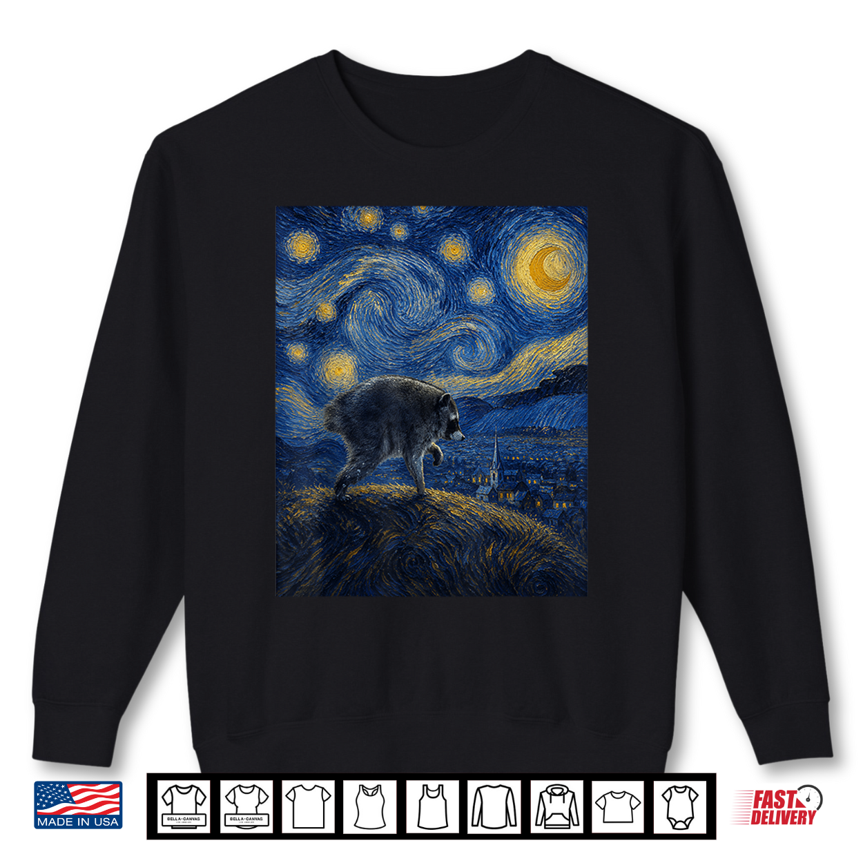 Jimothy Raccoon Starry Night Van Gogh Art Seattle Meme Shirt