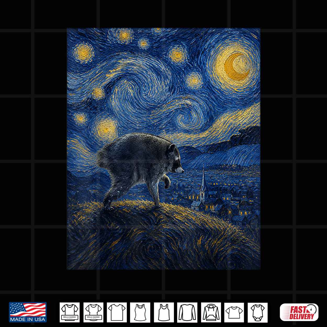 Jimothy Raccoon Starry Night Van Gogh Art Seattle Meme Shirt