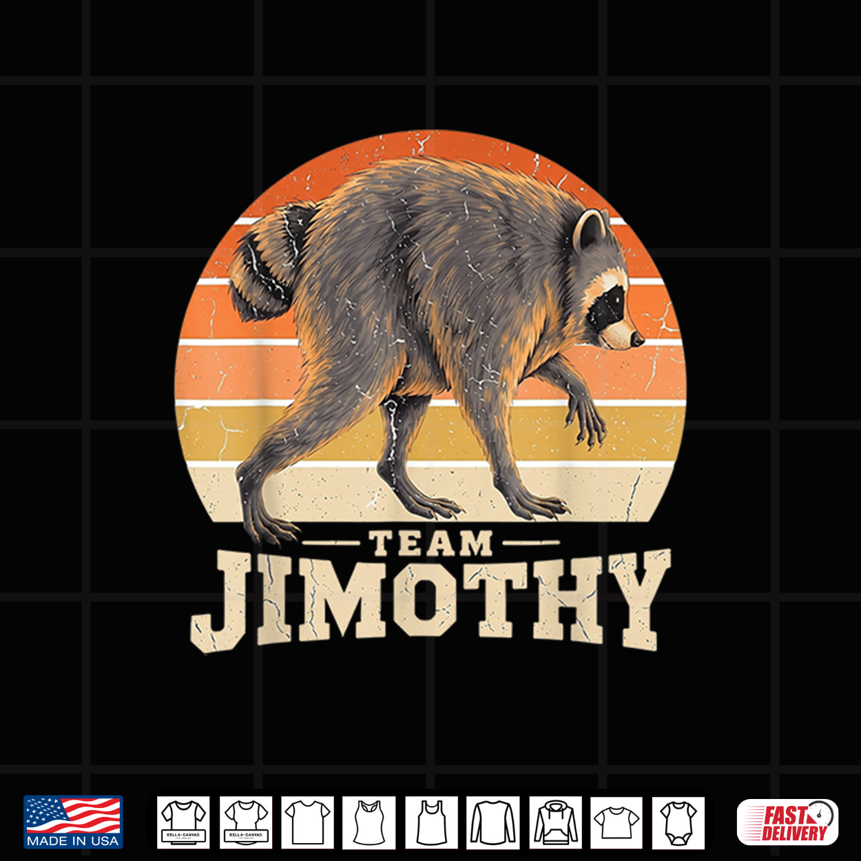 Team Timothy Raccoon Vintage Retro Sunset Shirt