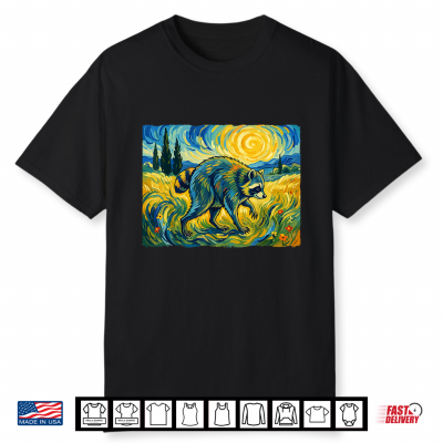 Van Gogh Jimothy Raccoon Animal Graphic Artwork Shirt