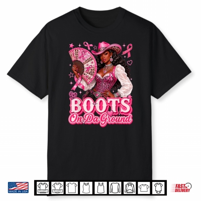 Boots On The Ground Howdy Breast Cancer Pink Western Cowgirl Shirt