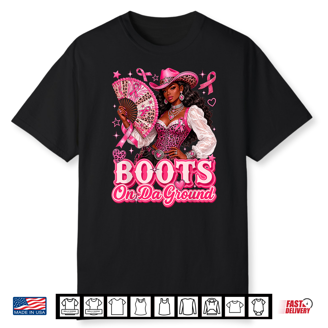 Boots On The Ground Howdy Breast Cancer Pink Western Cowgirl Shirt Boots On The Ground Howdy Breast Cancer Pink Western Cowgirl Shirt