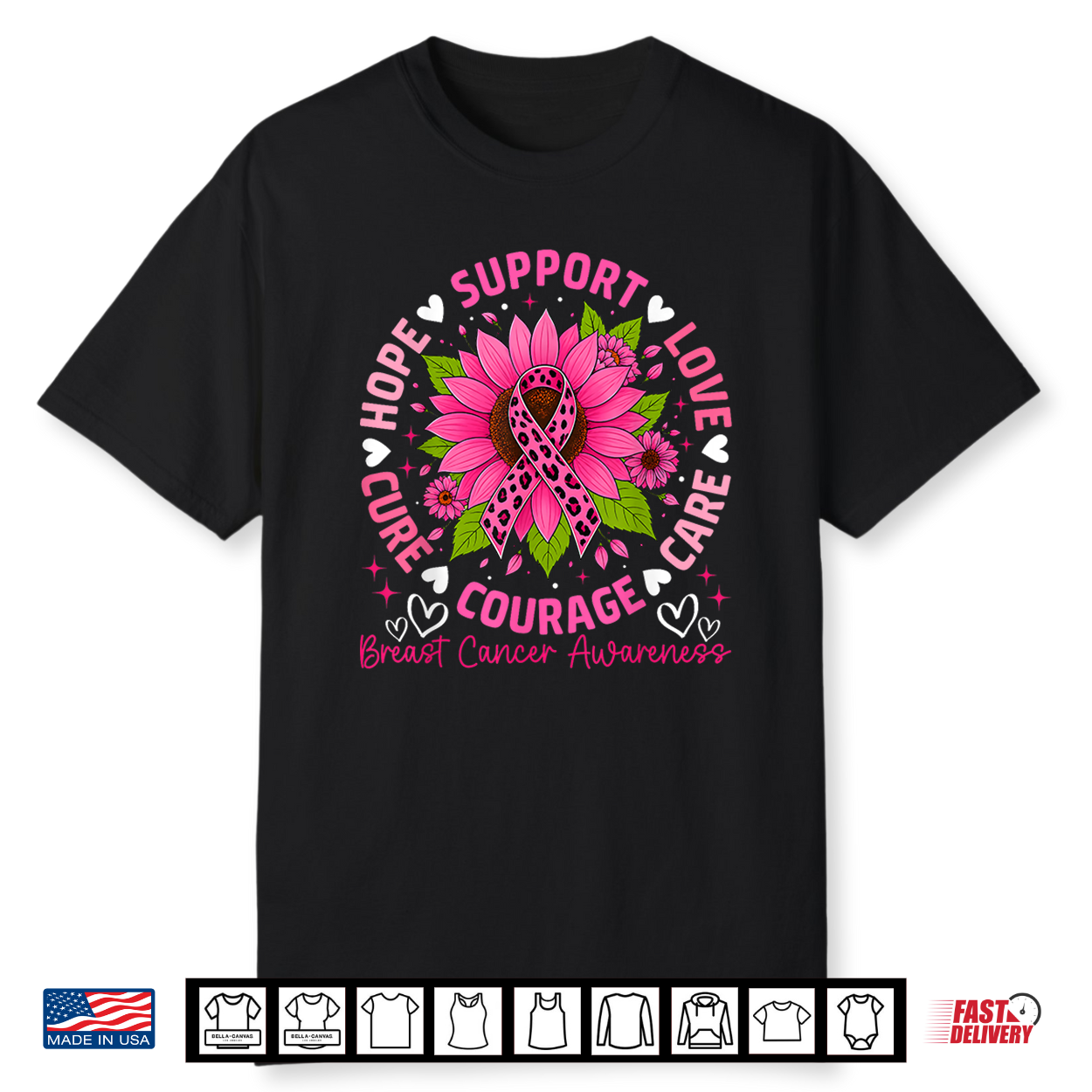 Breast Cancer Awareness Hope Support Family Support Team Shirt