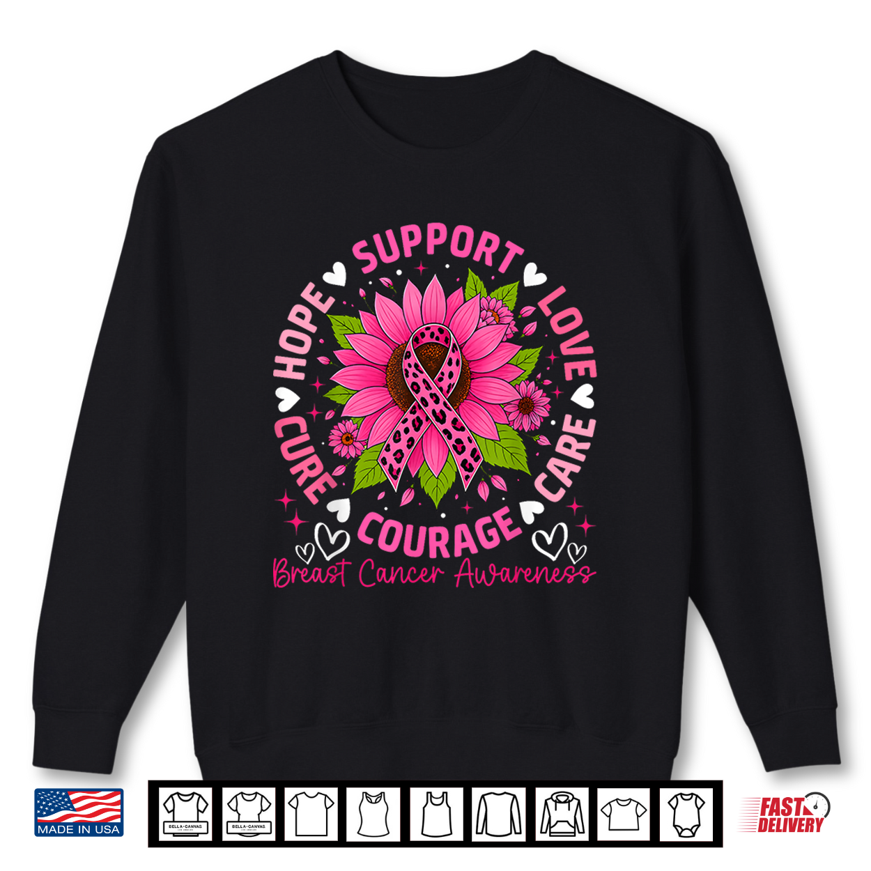 Breast Cancer Awareness Hope Support Family Support Team Shirt