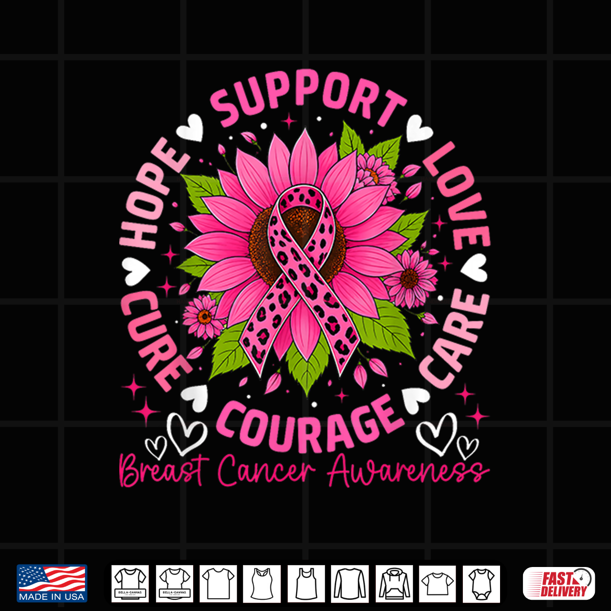 Breast Cancer Awareness Hope Support Family Support Team Shirt