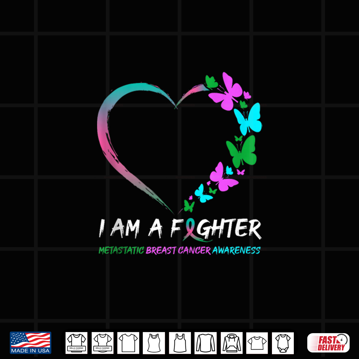 Butterfly Heart I Am A Fighter Metastatic Breast Cancer Shirt