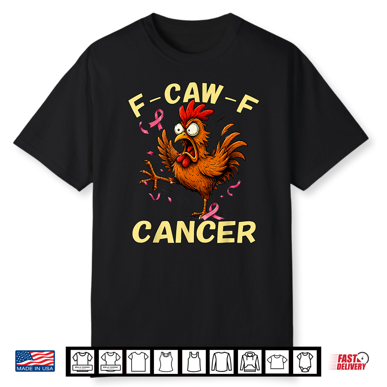 F Caw F Rooster Breast Cancer Awareness Chicken Fcawf Cancer Shirt