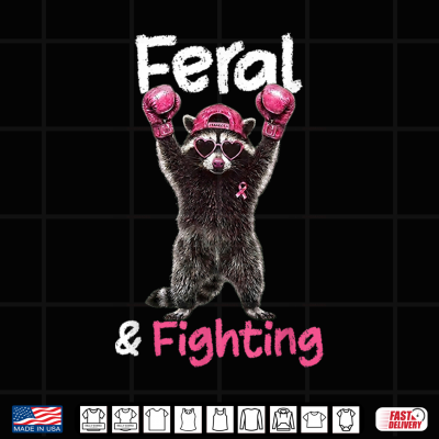 Feral And Fighting Raccoon Breast Cancer Awareness Support Shirt 4 Design Feral And Fighting Raccoon Breast Cancer Awareness Support Shirt