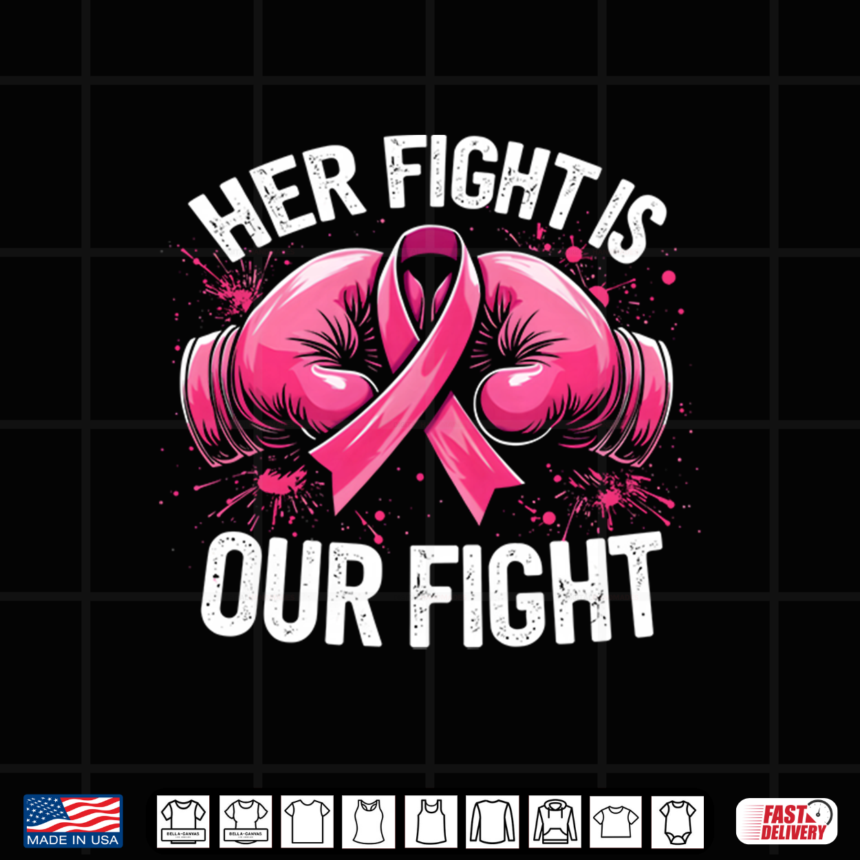 Her Fight Is Our Fight Boxing Gloves Breast Cancer Awareness Shirt