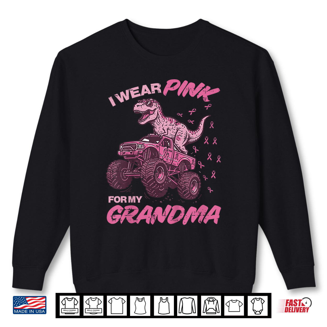 I Wear Pink For My Grandma Dino Breast Cancer Awareness Shirt I Wear Pink For My Grandma Dino Breast Cancer Awareness Shirt