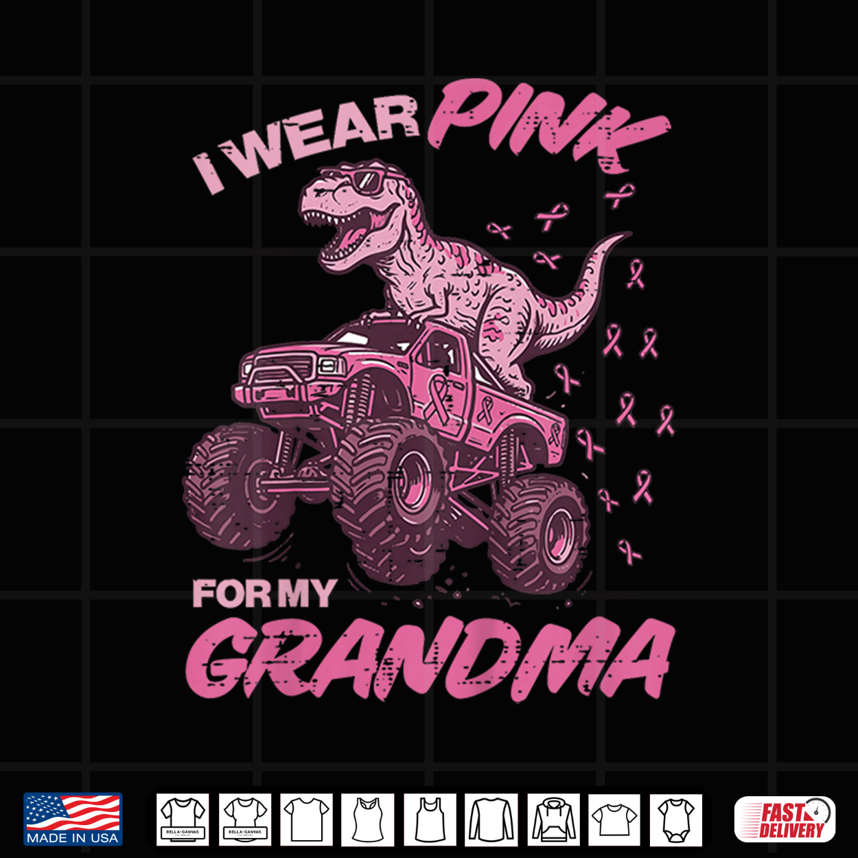 I Wear Pink For My Grandma Dino Breast Cancer Awareness Shirt I Wear Pink For My Grandma Dino Breast Cancer Awareness Shirt