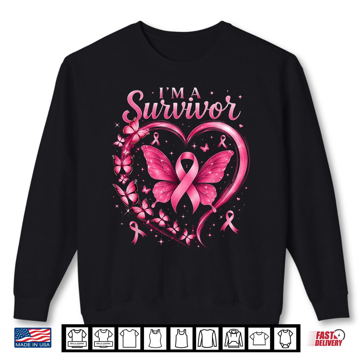 I’M A Survivor Butterfly Breast Cancer Awareness Shirt