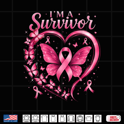Design Im A Survivor Butterfly Breast Cancer Awareness Shirt