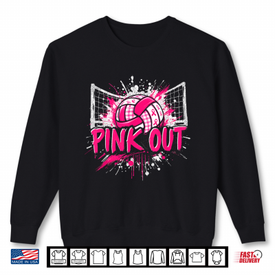 Pink Out Volleyball Breast Cancer Awareness Shirt 2 Sweatshirt Pink Out Volleyball Breast Cancer Awareness Shirt